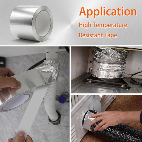 Aluminum Foil Tape, Sealing & Patching, 3 Inch x 20 Yards,Silver | Heavy Duty Metal Foil, -40°F to 100°F, for HVAC, Air Ducts, Metal, Plastic, Wood, Fabric, Other Materials in Kuwait