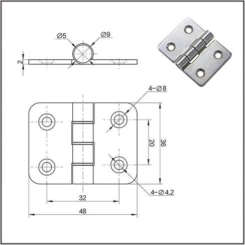 304 Stainless Steel 2-inch 36x48 Thickened Bearing Plane Hinge Industrial CL077 1Pcs in Kuwait