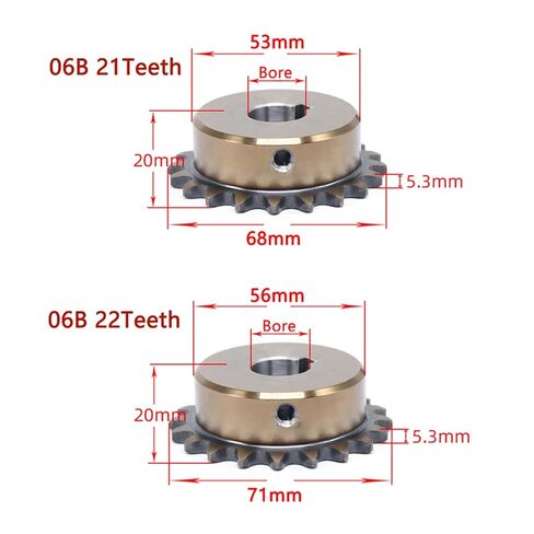 Steel Heavy Duty Motor Pinion Gear 21/22T 06B Precision Industrial Drive Sprocket Wheel Steel Chain Gear Bore 12-32mm(12mm (Keyway 4mm)-21 Teeth) in Kuwait