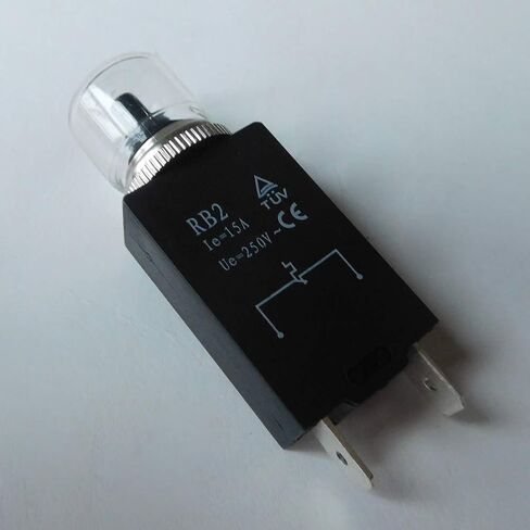 RB2 15A 125/250V 2 دبابيس محرك الحماية الحرارية معدات التبديل قواطع دوائر مصغرة دليل إعادة تعيين مفاتيح الضغط على زر مع الجهد الزائد الزائد وحماية الدائرة القصيرة، 2 حزمة in Kuwait