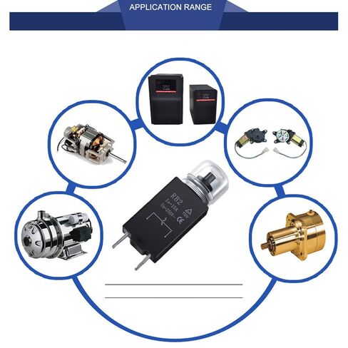 RB2 15A 125/250V 2 دبابيس محرك الحماية الحرارية معدات التبديل قواطع دوائر مصغرة دليل إعادة تعيين مفاتيح الضغط على زر مع الجهد الزائد الزائد وحماية الدائرة القصيرة، 2 حزمة in Kuwait