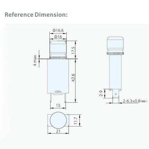 RB2 15A 125/250V 2 دبابيس محرك الحماية الحرارية معدات التبديل قواطع دوائر مصغرة دليل إعادة تعيين مفاتيح الضغط على زر مع الجهد الزائد الزائد وحماية الدائرة القصيرة، 2 حزمة in Kuwait