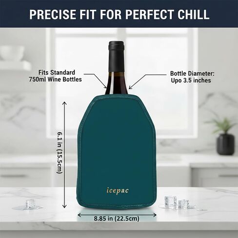 Wine Cooler Sleeve, Wine Bottle Gel Cooler Sleeve Freezer Chiller, Long Lasting Keep Wine Cool and Chill Sleeve for Prosecco Champagne Beer Wine Bottles(1PCS Blackish green) in Kuwait