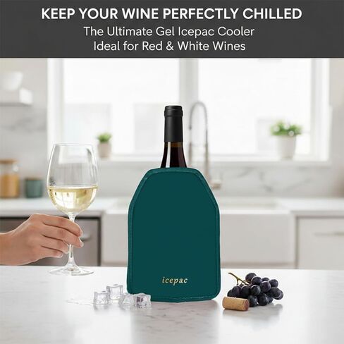 Wine Cooler Sleeve, Wine Bottle Gel Cooler Sleeve Freezer Chiller, Long Lasting Keep Wine Cool and Chill Sleeve for Prosecco Champagne Beer Wine Bottles(1PCS Blackish green) in Kuwait