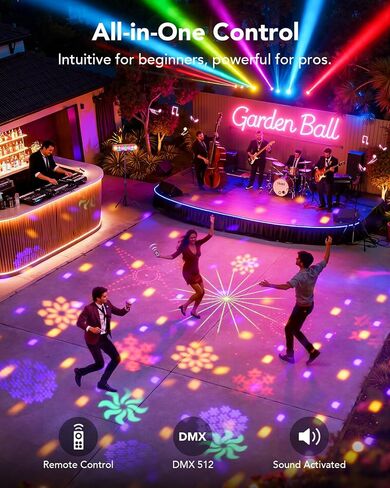 KeoBin All-in-One Pro DJ Light with Stand, RGBWA Disco GOBO Strobe UV Lights and Laser Light Show Support DMX512/Sound Activated for Club Stage Gig Home Party in Kuwait