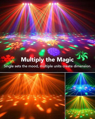KeoBin All-in-One Pro DJ Light with Stand, RGBWA Disco GOBO Strobe UV Lights and Laser Light Show Support DMX512/Sound Activated for Club Stage Gig Home Party in Kuwait