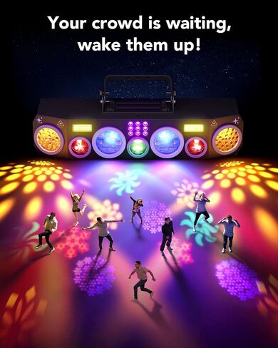 KeoBin All-in-One Pro DJ Light with Stand, RGBWA Disco GOBO Strobe UV Lights and Laser Light Show Support DMX512/Sound Activated for Club Stage Gig Home Party in Kuwait