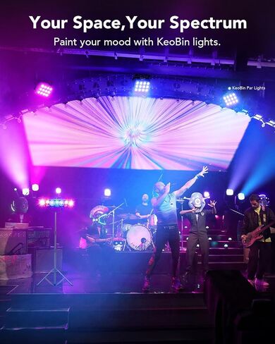 KeoBin All-in-One Pro DJ Light with Stand, RGBWA Disco GOBO Strobe UV Lights and Laser Light Show Support DMX512/Sound Activated for Club Stage Gig Home Party in Kuwait