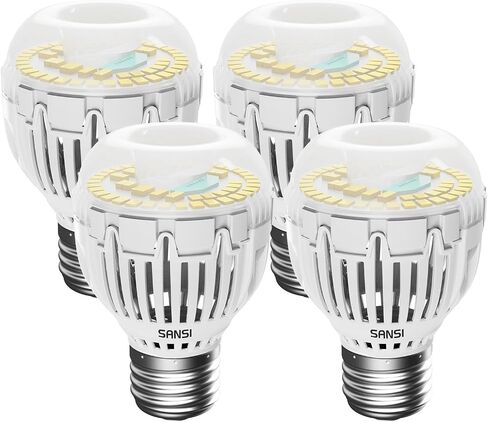 SANSI 130W يعادل A15 LED لمبة الضوء، 2000 لومن 5000K لمبة ضوء النهار الأبيض، توفير الطاقة 25000 ساعة عمر غير قابل للتعتيم 15W LED لمبة للإضاءة المنزلية، 4 عبوات in Kuwait