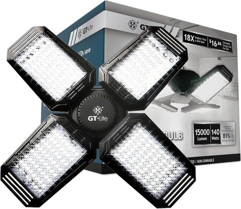 لمبة GT-Lite بقدرة 15,000 لومن LED قابلة للتعديل بأربعة ألواح، تستخدم فقط 140 وات، ضوء النهار، قاعدة E26، ضوء جراج LED لمستودع ورشة العمل الداخلية in Kuwait