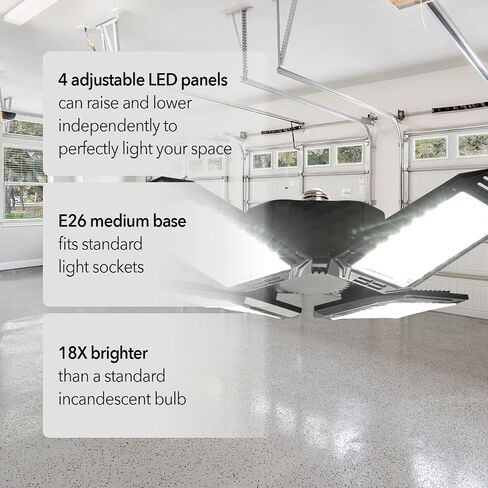 لمبة GT-Lite بقدرة 15,000 لومن LED قابلة للتعديل بأربعة ألواح، تستخدم فقط 140 وات، ضوء النهار، قاعدة E26، ضوء جراج LED لمستودع ورشة العمل الداخلية in Kuwait
