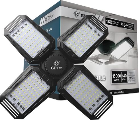 لمبة GT-Lite بقدرة 15,000 لومن LED قابلة للتعديل بأربعة ألواح، تستخدم فقط 140 وات، ضوء النهار، قاعدة E26، ضوء جراج LED لمستودع ورشة العمل الداخلية in Kuwait