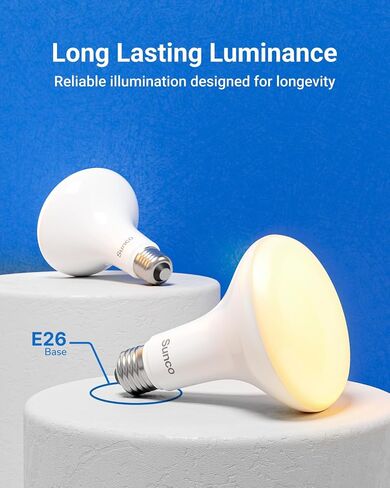 Sunco 6 Pack BR30 LED Bulb, Recessed Can Light Bulbs, Indoor Flood Lighting, 1600 LM, 16W (100W Equivalent) 3000K Warm White, E26 Medium Base, Dimmable UL in Kuwait