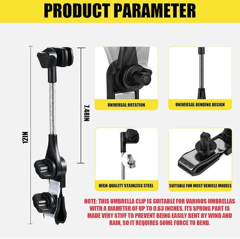 Cart rain cover clip, 360 ° adjustable cart holder, umbrella shaped connector clip to handle universal fixture, suitable for 0.6-1.3-inch handle, suitable for various vehicle models in Kuwait