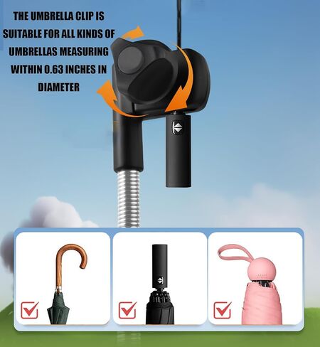 Cart rain cover clip, 360 ° adjustable cart holder, umbrella shaped connector clip to handle universal fixture, suitable for 0.6-1.3-inch handle, suitable for various vehicle models in Kuwait