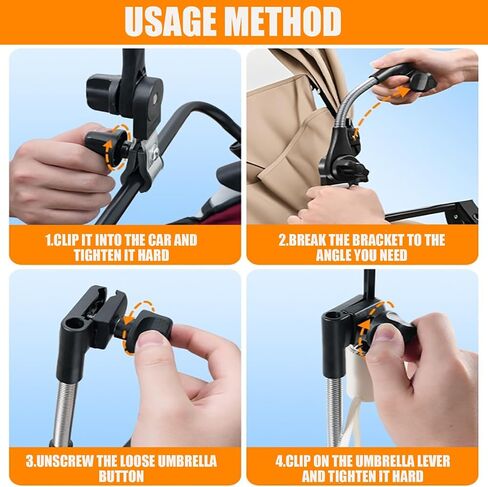 Cart rain cover clip, 360 ° adjustable cart holder, umbrella shaped connector clip to handle universal fixture, suitable for 0.6-1.3-inch handle, suitable for various vehicle models in Kuwait