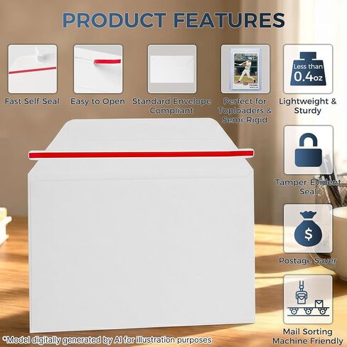 150 Pack Trading Card Mailing Envelopes, 7" x 4.35" Self-Adhesive Mailers for Trading Cards, Perfect Sized Shipping Envelope for Mailing Semi-Rigid and Toploaders, Includes 100 Card Sleeves in Kuwait