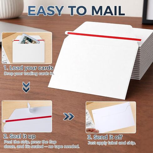 150 Pack Trading Card Mailing Envelopes, 7" x 4.35" Self-Adhesive Mailers for Trading Cards, Perfect Sized Shipping Envelope for Mailing Semi-Rigid and Toploaders, Includes 100 Card Sleeves in Kuwait