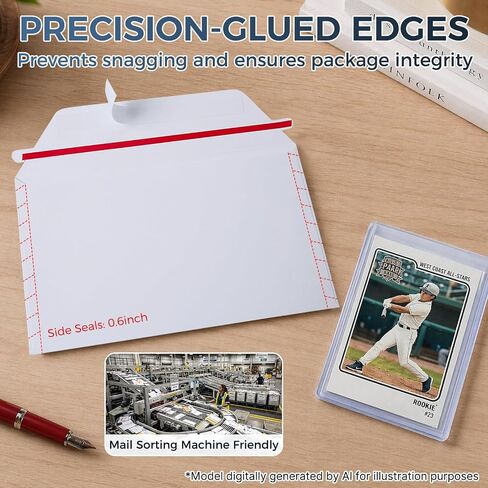 150 Pack Trading Card Mailing Envelopes, 7" x 4.35" Self-Adhesive Mailers for Trading Cards, Perfect Sized Shipping Envelope for Mailing Semi-Rigid and Toploaders, Includes 100 Card Sleeves in Kuwait