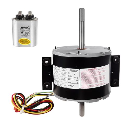 3315332.005 محرك مروحة مكثف RV AC 1/4HP 115V 1585RPM 3 سرعات متوافق مع Genteq F48AF70A61 Dometic Brisk Air II Penguin B57915 B59516 B59146 B59186 B59196 (يتضمن مكثف) in Kuwait