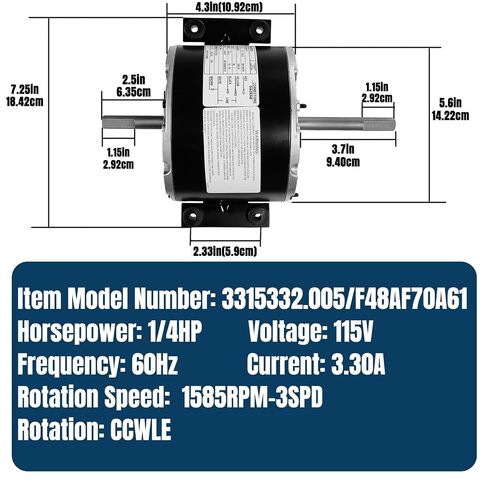 3315332.005 محرك مروحة مكثف RV AC 1/4HP 115V 1585RPM 3 سرعات متوافق مع Genteq F48AF70A61 Dometic Brisk Air II Penguin B57915 B59516 B59146 B59186 B59196 (يتضمن مكثف) in Kuwait