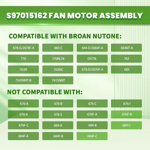S97015162 Motor Upgrade Assembly for Broan NuTone Bathroom Exhaust Fans with 8" x 8-1/4" Housing OE# 678-G/2678F-A, 683-C, 770RLTK, 676-D, 763N, 684-D Fans (110 CFM / 4 Sones) in Kuwait