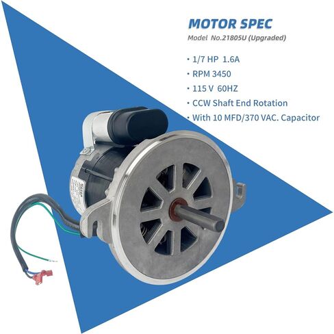 21805U PSC Burner Motor يستبدل Beckett 2456, 2456U, SA55GYKPA-5733, SA55GYKPA5733, A.O.Smith OBK6002, Carlin 98022S, Marathon 0701, Emerson 3248, 17HP, 120V, 3450RPM, Oil محرك الموقد Leungoo in Kuwait