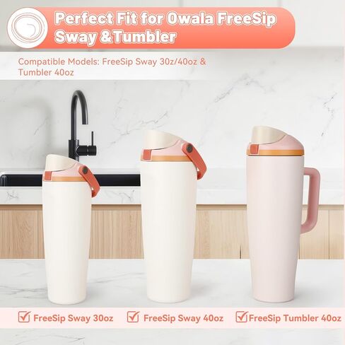 سدادة بديلة من Tatamy 6 قطع لـ Owala FreeSip Sway 30oz 40oz، حشية علوية بغطاء من السيليكون لـ Owala FreeSip Tumbler 40oz، قطع غيار قابس مطاطي لغطاء الفم لملحقات Owalla خالية من BPA (رمادي) in Kuwait