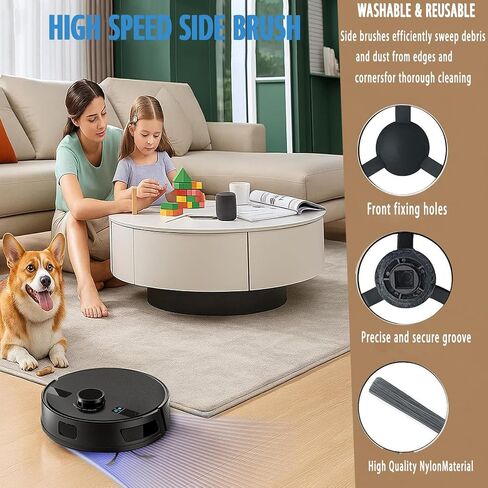 مجموعة الملحقات البديلة للمكنسة الكهربائية الآلية iHome AutoVac Nova S1 Pro | أجزاء iHRVS1PRO-3BLK 17 حزمة، 1 فرشاة دوارة رئيسية، 6 فرش جانبية، 4 مرشحات هيبا، 6 أكياس غبار in Kuwait