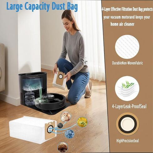 مجموعة الملحقات البديلة للمكنسة الكهربائية الآلية iHome AutoVac Nova S1 Pro | أجزاء iHRVS1PRO-3BLK 17 حزمة، 1 فرشاة دوارة رئيسية، 6 فرش جانبية، 4 مرشحات هيبا، 6 أكياس غبار in Kuwait