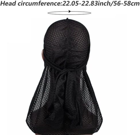 الصيف الرجال شبكة Durag تنفس فقدان الشعر الكيماوي قبعة الهيب هوب طويل الذيل عصابات للنساء الرجال الديكور اليومي in Kuwait