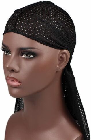 الصيف الرجال شبكة Durag تنفس فقدان الشعر الكيماوي قبعة الهيب هوب طويل الذيل عصابات للنساء الرجال الديكور اليومي in Kuwait