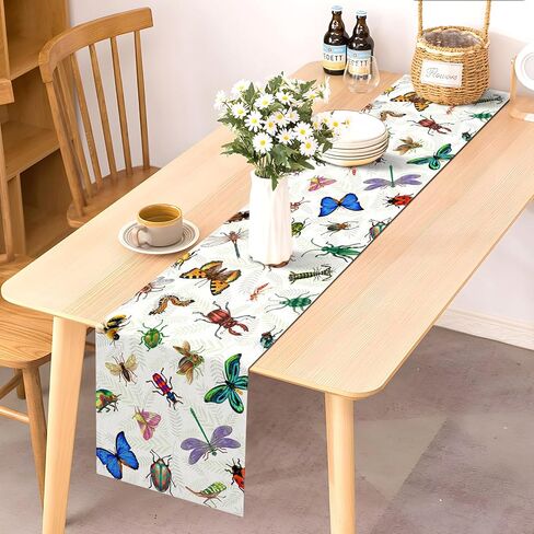 Pudodo Bug Table Runner Nature Insect Theme Birthday Baby Shower Summer Party Decoration Kitchen Dining Room Home Decor in Kuwait