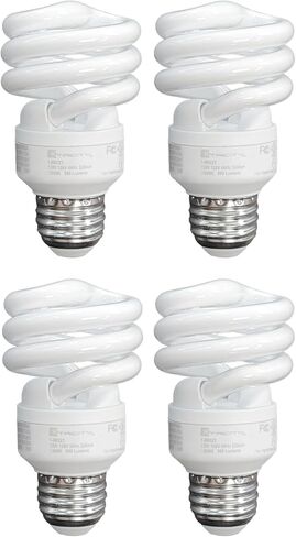 مصابيح الإضاءة الفلورية المدمجة Xtricity T2 حلزونية، قاعدة E26، 23 وات (ما يعادل 100 وات)، ضوء نهاري 5000 ك، 1520 لومن، CFL، 120 فولت - مدرج في قائمة UL، (4 عبوات) in Kuwait
