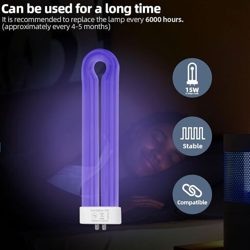 لمبة بديلة 15 وات مع قاعدة 4 دبابيس متوافقة مع العلم الأسود BB-15WHT BZ-15، BZ-20، لـ Flowtron BK-15D، لـ Stinger FP15، لـ TZ15، لـ B1515-4 / Hemiua T6 Pro ومعظم لمبات 15 وات، 3 عبوات in Kuwait