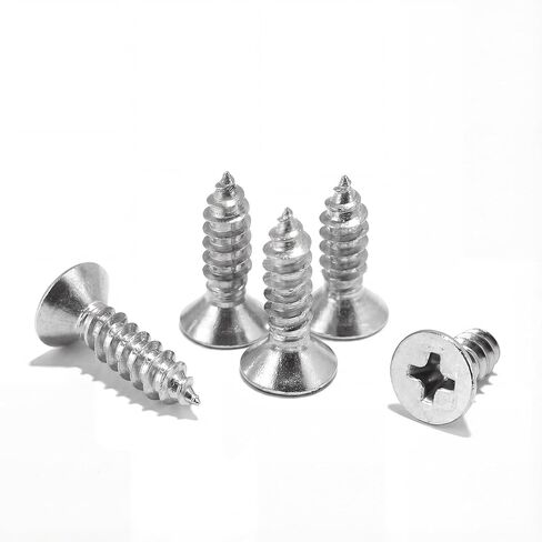 #4 x 1/2 inch Flat Head Wood Screws, 304 Stainless Steel Phillips Drywall Screws and Tapping Screws, High Hardness Screws for Drywall, Sheetrock, Wood (100 pcs) in Kuwait