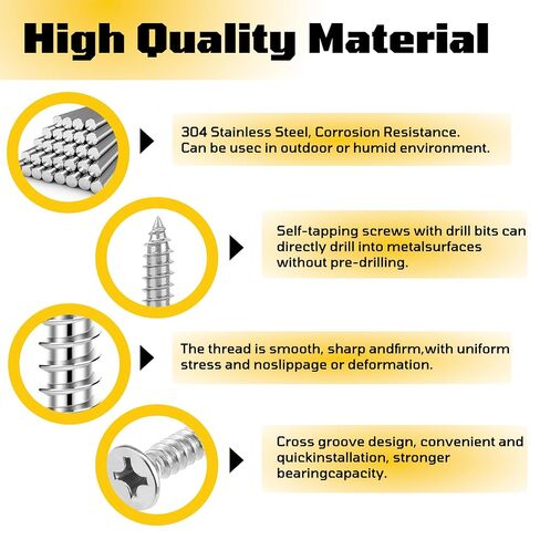 #4 x 1/2 inch Flat Head Wood Screws, 304 Stainless Steel Phillips Drywall Screws and Tapping Screws, High Hardness Screws for Drywall, Sheetrock, Wood (100 pcs) in Kuwait