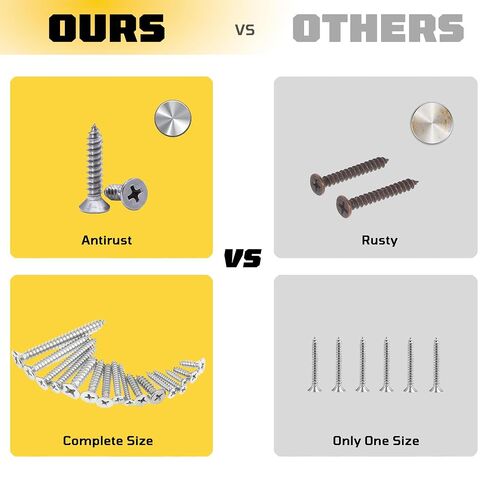 #4 x 1/2 inch Flat Head Wood Screws, 304 Stainless Steel Phillips Drywall Screws and Tapping Screws, High Hardness Screws for Drywall, Sheetrock, Wood (100 pcs) in Kuwait