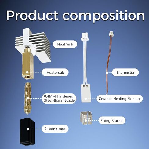 3 قطع لCentauri Carbon 2/CC2 السيراميك Hotend 0.4 مم فوهة نحاسية من الفولاذ المقوى - طارد طابعة ثلاثية الأبعاد نهاية ساخنة/جورب سيليكون لرأس الطباعة، حوض حرارة، ثيرمستر خرطوشة التسخين (ليس لكربون Centauri) in Kuwait