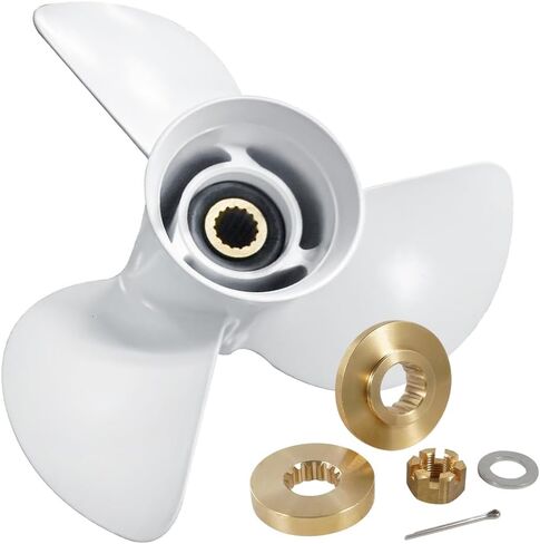 Boatman Upgrade Outboard Propeller 13 5/8x14-K with Hardware Kits for Yamaha 50-130HP Boat Engine,15 Spline Tooth,Replace OEM 6E5-45958-00-EL in Kuwait