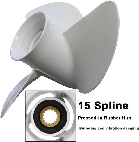 Boatman Upgrade Outboard Propeller 13 5/8x14-K with Hardware Kits for Yamaha 50-130HP Boat Engine,15 Spline Tooth,Replace OEM 6E5-45958-00-EL in Kuwait