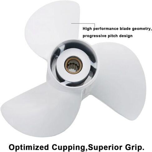 Boatman Upgrade Outboard Propeller 13 5/8x14-K with Hardware Kits for Yamaha 50-130HP Boat Engine,15 Spline Tooth,Replace OEM 6E5-45958-00-EL in Kuwait