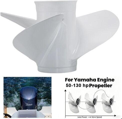 Boatman Upgrade Outboard Propeller 13 5/8x14-K with Hardware Kits for Yamaha 50-130HP Boat Engine,15 Spline Tooth,Replace OEM 6E5-45958-00-EL in Kuwait