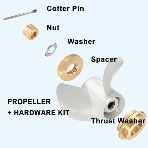 Boatman Upgrade Outboard Propeller 13 5/8x14-K with Hardware Kits for Yamaha 50-130HP Boat Engine,15 Spline Tooth,Replace OEM 6E5-45958-00-EL in Kuwait