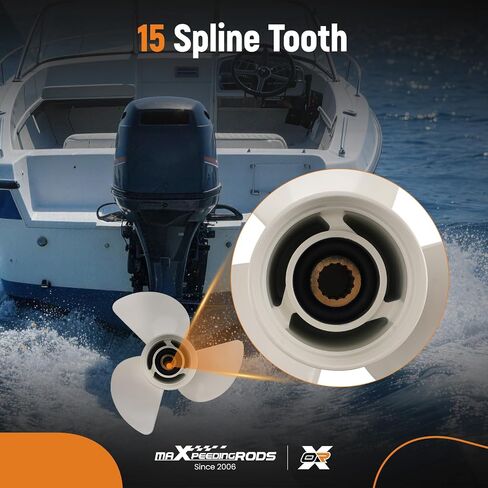 مروحة قارب من الألومنيوم maxpeedingrods 14 × 11 لمحركات Yamaha الخارجية 60HP 70HP 75HP 80HP 85HP 90HP 115HP 130HP، الأجزاء رقم # 6E5-45954-00-00، 6E5-45954-00-EL، 15 أسنان 3 شفرات، RH in Kuwait