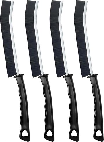 4 Pack Crevice Cleaning Brushes Hard Bristled Grout Brush Tool For Scrub Small Spaces Kitchen Toilet Bathroom Corner Sink Window Tracks Hinges Tile Multifunctional Gap Scrubbers Deep Clean Tools Black in Kuwait
