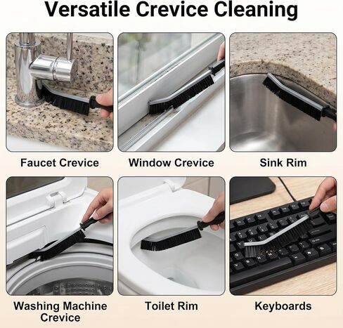 4 Pack Crevice Cleaning Brushes Hard Bristled Grout Brush Tool For Scrub Small Spaces Kitchen Toilet Bathroom Corner Sink Window Tracks Hinges Tile Multifunctional Gap Scrubbers Deep Clean Tools Black in Kuwait