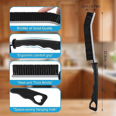 4 Pack Crevice Cleaning Brushes Hard Bristled Grout Brush Tool For Scrub Small Spaces Kitchen Toilet Bathroom Corner Sink Window Tracks Hinges Tile Multifunctional Gap Scrubbers Deep Clean Tools Black in Kuwait