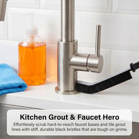 4 Pack Crevice Cleaning Brushes Hard Bristled Grout Brush Tool For Scrub Small Spaces Kitchen Toilet Bathroom Corner Sink Window Tracks Hinges Tile Multifunctional Gap Scrubbers Deep Clean Tools Black in Kuwait