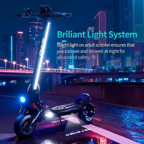 REYWMER KULLTER Electric Scooter, 60V 23.4AH Dual Motors 1300W (Peak 4000W), 50MPH Top Speed, 10-Inch Off-Road Tires, 360° Lights, Front & Rear Dual Suspension, Quick Fold, High Weight Capacity in Saudi Arabia